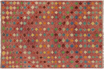 handmade Geometric Balouchi Purple Blue Hand Knotted RECTANGLE 100% WOOL area rug 4' x 6'